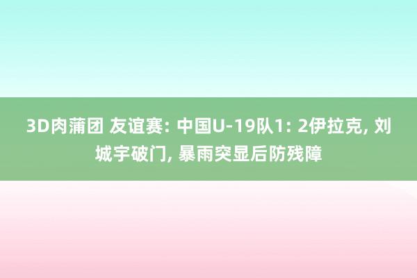 3D肉蒲团 友谊赛: 中国U-19队1: 2伊拉克， 刘城宇破门， 暴雨突显后防残障