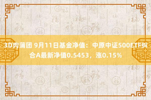 3D肉蒲团 9月11日基金净值：中原中证500ETF纠合A最新净值0.5453，涨0.15%