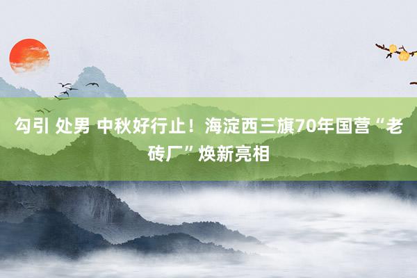 勾引 处男 中秋好行止！海淀西三旗70年国营“老砖厂”焕新亮相