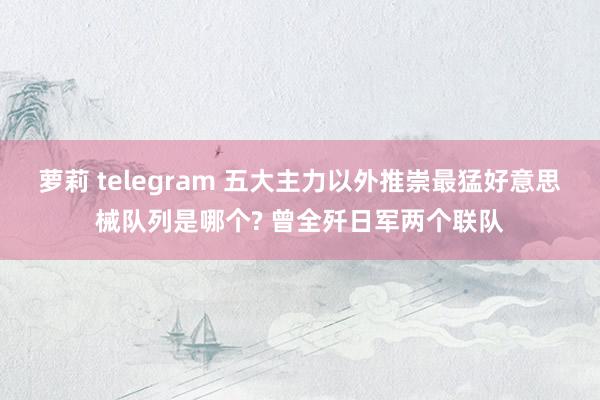 萝莉 telegram 五大主力以外推崇最猛好意思械队列是哪个? 曾全歼日军两个联队