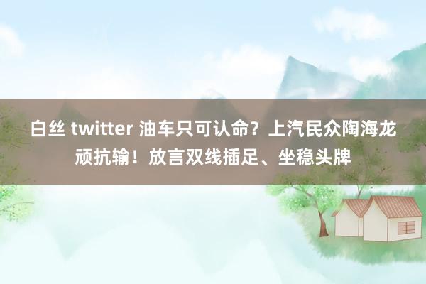 白丝 twitter 油车只可认命？上汽民众陶海龙顽抗输！放言双线插足、坐稳头牌