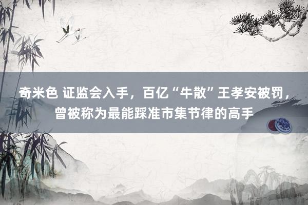 奇米色 证监会入手，百亿“牛散”王孝安被罚，曾被称为最能踩准市集节律的高手