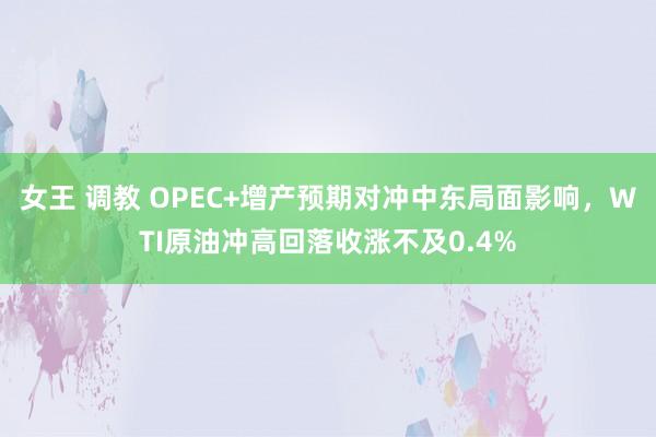 女王 调教 OPEC+增产预期对冲中东局面影响，WTI原油冲高回落收涨不及0.4%