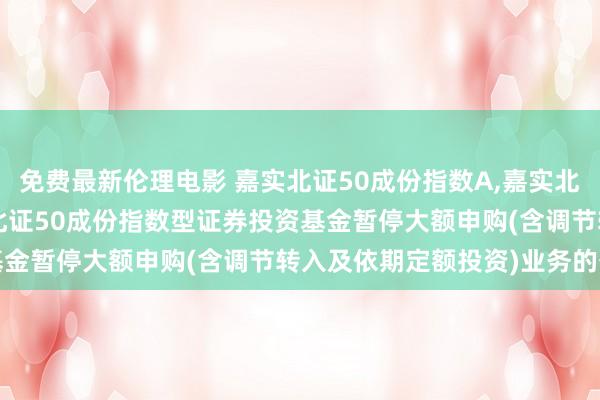 免费最新伦理电影 嘉实北证50成份指数A，嘉实北证50成份指数C: 嘉实北证50成份指数型证券投资基金暂停大额申购(含调节转入及依期定额投资)业务的公告