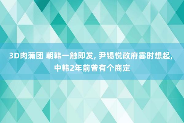 3D肉蒲团 朝韩一触即发， 尹锡悦政府霎时想起， 中韩2年前曾有个商定