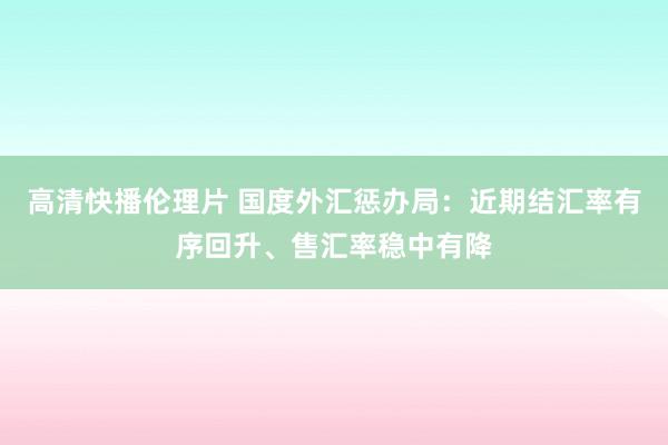 高清快播伦理片 国度外汇惩办局：近期结汇率有序回升、售汇率稳中有降