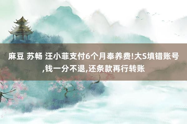 麻豆 苏畅 汪小菲支付6个月奉养费!大S填错账号，钱一分不退，还条款再行转账