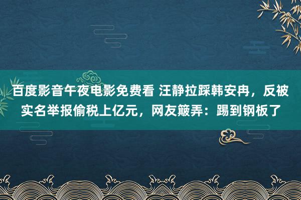 百度影音午夜电影免费看 汪静拉踩韩安冉，反被实名举报偷税上亿元，网友簸弄：踢到钢板了