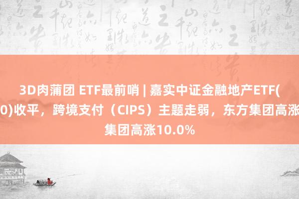 3D肉蒲团 ETF最前哨 | 嘉实中证金融地产ETF(512640)收平，跨境支付（CIPS）主题走弱，东方集团高涨10.0%