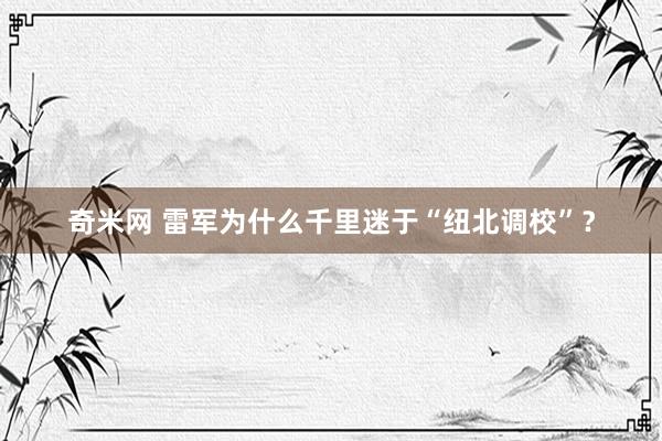 奇米网 雷军为什么千里迷于“纽北调校”？