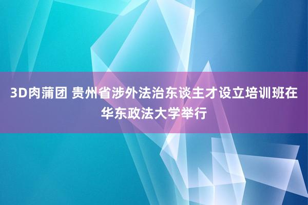 3D肉蒲团 贵州省涉外法治东谈主才设立培训班在华东政法大学举行