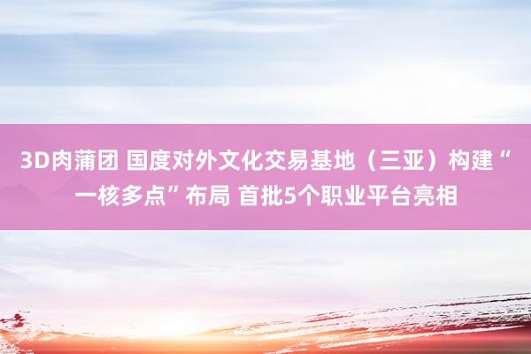 3D肉蒲团 国度对外文化交易基地（三亚）构建“一核多点”布局 首批5个职业平台亮相