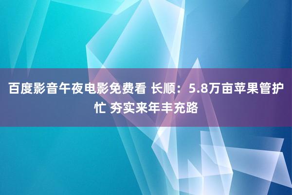 百度影音午夜电影免费看 长顺：5.8万亩苹果管护忙 夯实来年丰充路