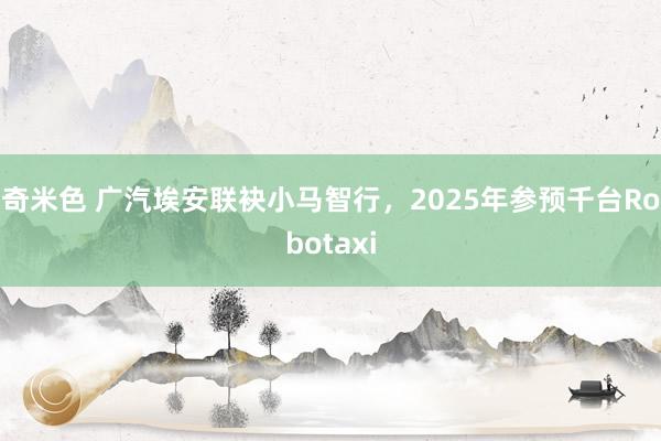 奇米色 广汽埃安联袂小马智行，2025年参预千台Robotaxi