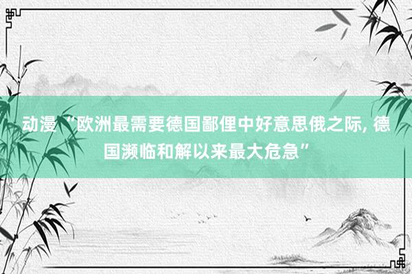 动漫 “欧洲最需要德国鄙俚中好意思俄之际， 德国濒临和解以来最大危急”