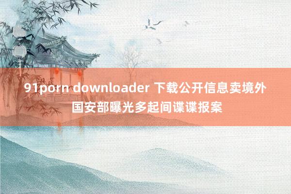 91porn downloader 下载公开信息卖境外 国安部曝光多起间谍谍报案