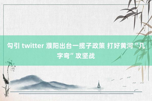 勾引 twitter 濮阳出台一揽子政策 打好黄河“几字弯”攻坚战