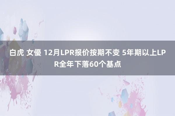 白虎 女優 12月LPR报价按期不变 5年期以上LPR全年下落60个基点