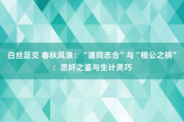 白丝足交 春秋风浪：“道同志合”与“桓公之祸”：忠奸之鉴与生计灵巧