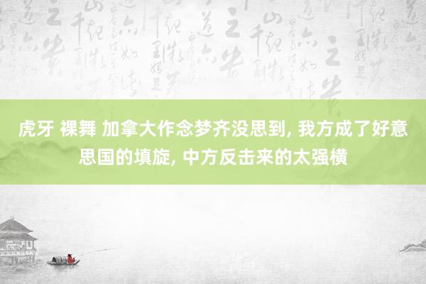 虎牙 裸舞 加拿大作念梦齐没思到， 我方成了好意思国的填旋， 中方反击来的太强横